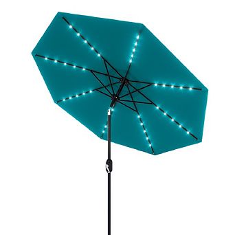 10FT Patio Umbrella with Solar Lights, 8 Ribs Outdoor Patio Table Umbrellas for Pool, Balcony