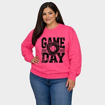 Baseball Game Day Glove - Women's Plus Sized Graphic Sweatshirt