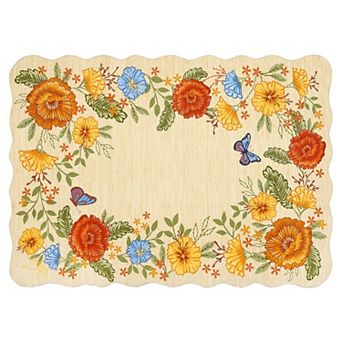 Scalloped Floral Area Rugs for Living Room Bedroom Soft Washable Rugs Stain Resistant Non-Slip