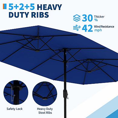 15ft Large Patio Umbrellas Without Base, Outdoor Double-Sided