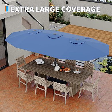 15ft Large Patio Umbrellas Without Base, Outdoor Double-Sided