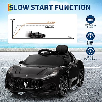 12V Ride On Car, Licensed Maserati Battery Powered Electric Vehicle With Parent Remote