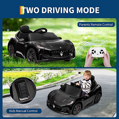 12V Ride On Car, Licensed Maserati Battery Powered Electric Vehicle With Parent Remote