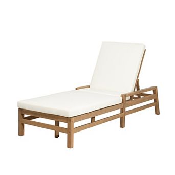 Eazegath Outdoor Acacia Wood 5-Position Adjustable Chaise Lounge Chair with Cushions