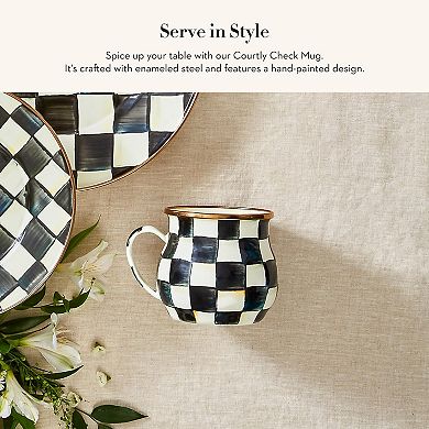 Enamel Mug Cute Enamelware Coffee Tea Drinkware Courtly Check— Mother's Day Gift