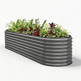 Rust-Resistant Galvanized Raised Garden Bed, Metal Planter Box, with anti cutting strips