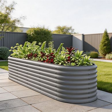 Rust-Resistant Galvanized Raised Garden Bed, Metal Planter Box, with anti cutting strips