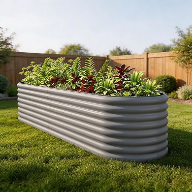 Rust-Resistant Galvanized Raised Garden Bed, Metal Planter Box, with anti cutting strips
