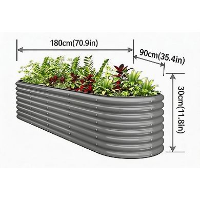 Rust-Resistant Galvanized Raised Garden Bed, Metal Planter Box, with anti cutting strips