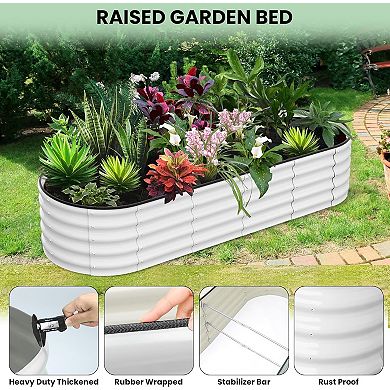 Galvanized Raised Garden Bed, Rust-Resistant Metal Planter Box with Open-Ended Base for Gardening