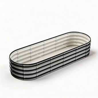 Galvanized Raised Garden Bed, Rust-Resistant Metal Planter Box with Open-Ended Base for Gardening