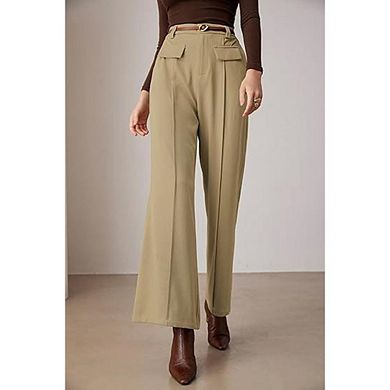 Women's High Waist Wide Leg Trousers Casual Office Work Wear