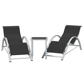 3-Pack Pool Lounge Chairs, Patio Sunbathing Recliners with Backrest