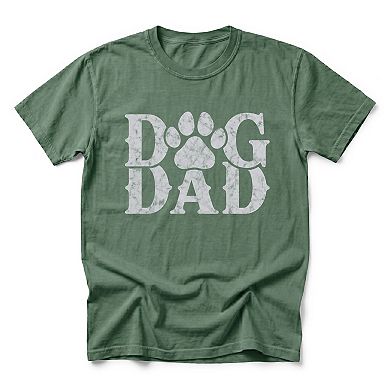 Dog Dad Paw Distressed - Men's Garment Dyed Graphic T-Shirt