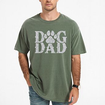 Dog Dad Paw Distressed - Men's Garment Dyed Graphic T-Shirt