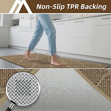 Non Slip Washable Kitchen Rug Absorbent Sink Floor Runner Beige