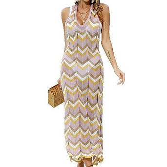 Women Beach Vacation Clothes Sleeveless Boho Maxi Sundresses