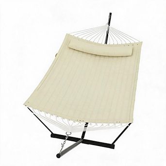 Hammock with Stand, 2 Person Heavy Duty Hammock with Padded Cotton, Outdoor Hammock for Indoor