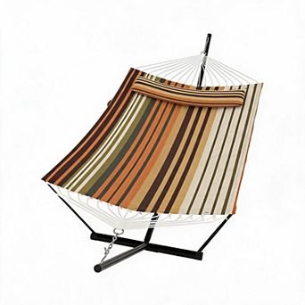 Hammock with Stand, 2 Person Heavy Duty Hammock with Padded Cotton, Outdoor Hammock for Indoor