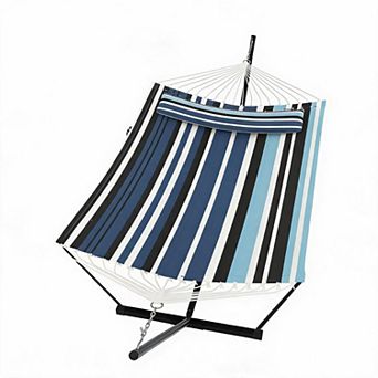 Hammock with Stand, 2 Person Heavy Duty Hammock with Padded Cotton, Outdoor Hammock for Indoor
