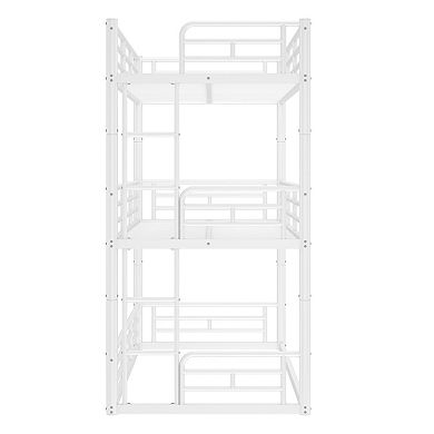 Pnronnc Metal Triple Bunk Bed Heavy-duty Bunk Bed Convertible Low Loft Bed, Platform Bed & Floor Bed