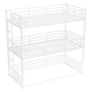 Pnronnc Metal Triple Bunk Bed Heavy-duty Bunk Bed Convertible Low Loft Bed, Platform Bed & Floor Bed
