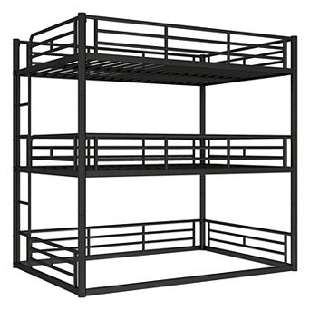 Pnronnc Metal Triple Bunk Bed Heavy-duty Bunk Bed Convertible Low Loft Bed, Platform Bed & Floor Bed