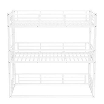 Pnronnc Metal Triple Bunk Bed Heavy-duty Bunk Bed Convertible Low Loft Bed, Platform Bed & Floor Bed