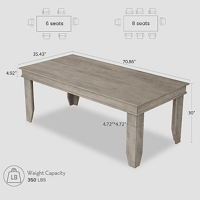 71" Large Wood Rustic Rectangular Dinner Table
