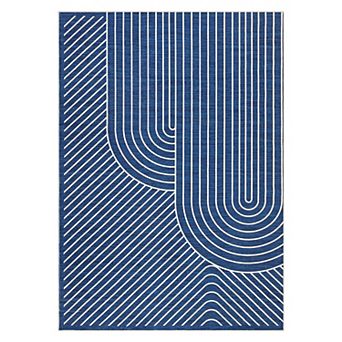Modern Geometric Line Area Rug, Abstract Arch Pattern Non-Slip Washable Floor Mat