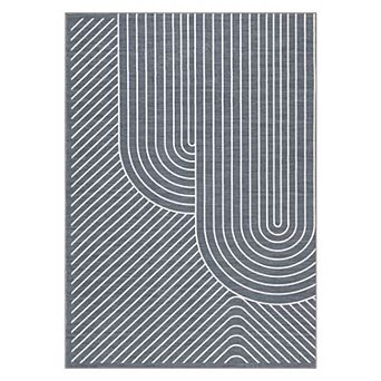 Modern Geometric Line Area Rug, Abstract Arch Pattern Non-Slip Washable Floor Mat