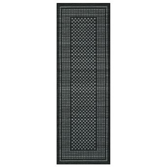 Non-Slip Washable Runner Rug - Modern Checkered Low Pile Carpet for Hallway, Entryway & Bedroom