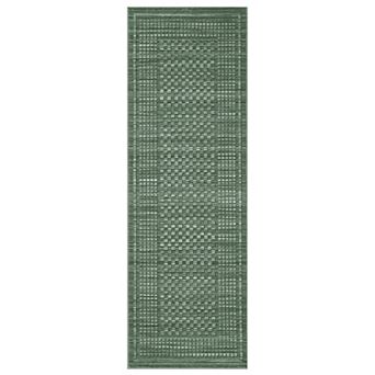 Non-Slip Washable Runner Rug - Modern Checkered Low Pile Carpet for Hallway, Entryway & Bedroom