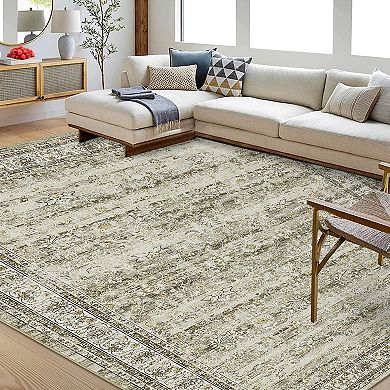 Polyester Imitation Cashmere Oblong Hallway Office Foldable Flower Printed Persian Washable Rug