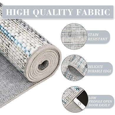 Washable Non Slip Modern Abstract Hallway Runner Contemporary Striped Printed Carpet