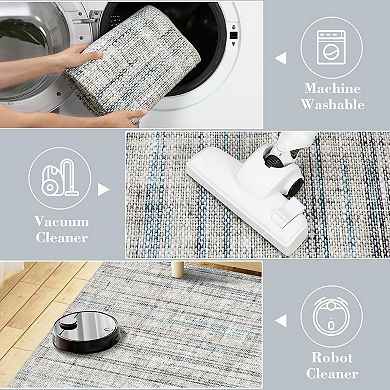 Washable Non Slip Modern Abstract Hallway Runner Contemporary Striped Printed Carpet