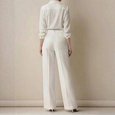 Women's High Waist Tailored Wide Leg Pants Casual Office Trousers