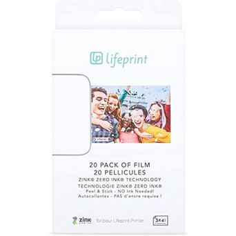 Lifeprint 20 Pack 3x4.5 Zero Ink Sticky Backed Film for AR Photo and Video Printer