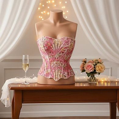Women's Strapless Bustier Top Lace Up Overbust Shapewear Corset
