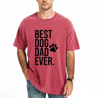 Best Dog Dad Ever Paw - Men's Garment Dyed Graphic T-Shirt