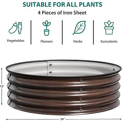 Round Raised Garden Bed, Galvanized Raised Boxes w/ Rust-Resistant Coating, Planter Box for Outdoor