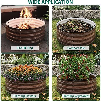 Round Raised Garden Bed, Galvanized Raised Boxes w/ Rust-Resistant Coating, Planter Box for Outdoor