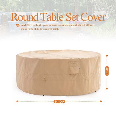 Premium Waterproof Outdoor Patio Round Table Cover: Latest Rip-Stop Fabric