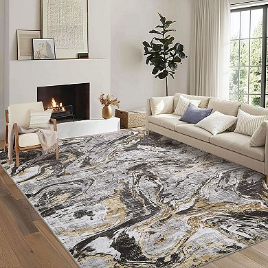 Area Rug Machine Washable Rug, Non-Slip Faux Wool Soft Floor Carpet