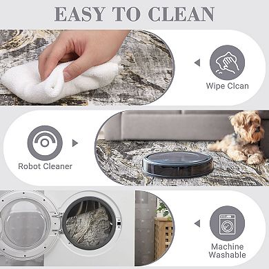 Area Rug Machine Washable Rug, Non-Slip Faux Wool Soft Floor Carpet
