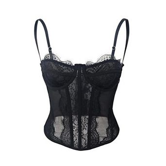 Corset Tops for Women Going Out Lace Bustier Camisole Sleeveless Crop Tops Party Clubwear