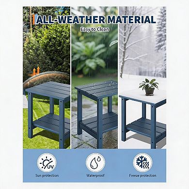 Adirondack Outdoor Side Table, HDPE 2-Tier Patio Side Table, All-Weather for Deck, Pool, Backyard