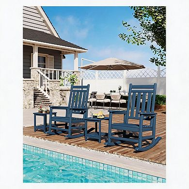 Adirondack Outdoor Side Table, HDPE 2-Tier Patio Side Table, All-Weather for Deck, Pool, Backyard