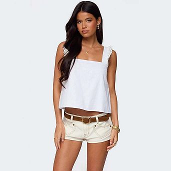 Seoria Square Neck Tank Top With Ruffle Trim
