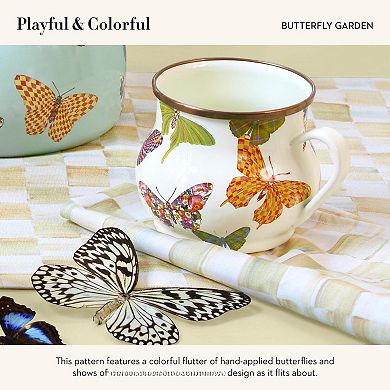 Enamel Mug Butterfly Garden Coffee Tea Drinkware— Mother's Day Gift